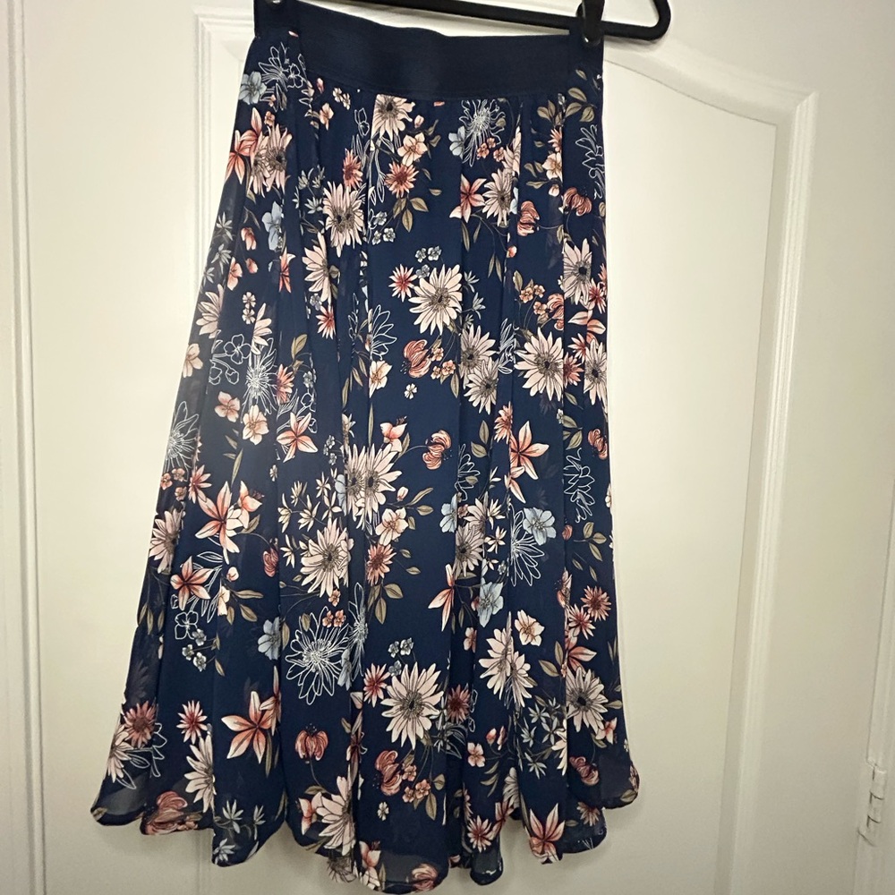 Torrid Blue Pink Midi A-Line Skirt